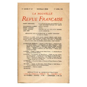 La Nouvelle Revue Française Erschienen am 1. April 1924 Nr. 127 Französische Literaturzeitschrift Die Neue französische Zeitschrift NRF
