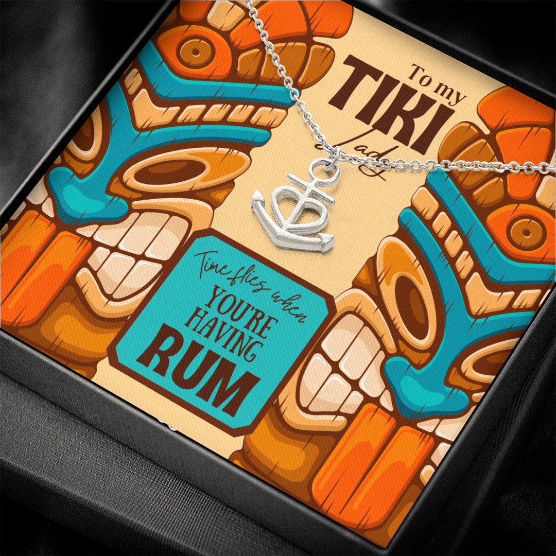 Tiki Anchor Necklace Tiki Gift Wife Tiki Bar Tiki Necklace Etsy