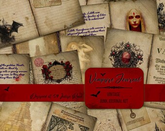Vampire Junk Journal Kit, Gothic Ephemera, Count Dracula (Digital Download)