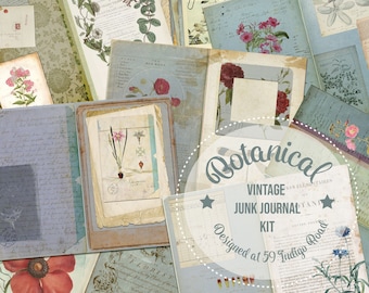Kit de diario botánico vintage, efímera imprimible (descarga digital)
