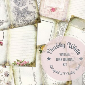 Shabby Chic Journal Set, Junk Journal Kit, Vintage Scrapbook pagina&#39;s, Floral Journal, Journaling Pages, Scrapbook Pages, Botanisch, Ephemera