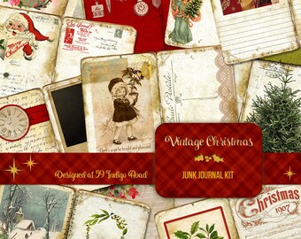 Vintage Christmas Junk Journal Kit – Printable Ephemera (Digital Download)