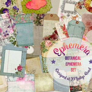 Botanical Ephemera Set, Junk Journal Ephemera, Vintage Botanical Ephemera, Vintage Envelopes, Tags, Labels, Decorative Digital Elements