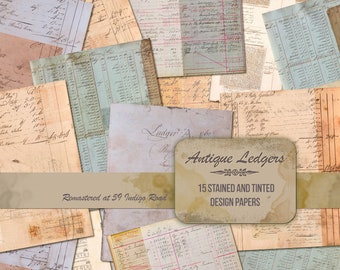 Antique Ledger Paper Ephemera – Printable Vintage Journal Pages (Digital Download)