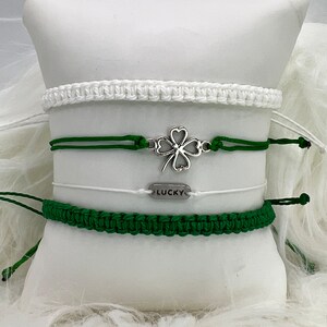 Lucky Four Leaf Clover bracelet 4 Pura Vida Style Bracelet String Waxed Cord Set Shamrock St Patricks Day Gift Party Luck Irish Jewelry Wish