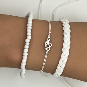 Music Jewelry Bracelet Friendship Bracelet Pura Vida Style String Waxed Cord Set Macrame Braided Seed Bead Jewelry Musical Notes Piano Sing