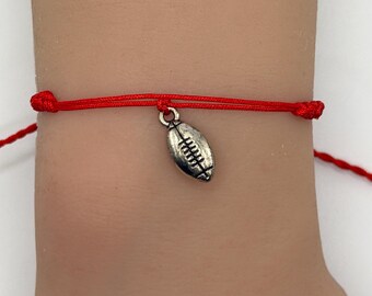 Handmade Football Bracelet Adjustable String Custom Color Personalize Player Fan Jewelry Team Spirit Gift Game Day Accessory Sports Lover