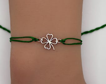 Handmade Four Leaf Clover Bracelet Adjustable String Cord Custom Color Personalized Jewelry Lucky Charm Gift Unique Friendship St Patrick
