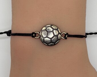 Handmade Soccer Charm Bracelet Adjustable String Cord Custom Color Personalized Player Fan Jewelry Team Spirit Gift Unique Friendship Ball