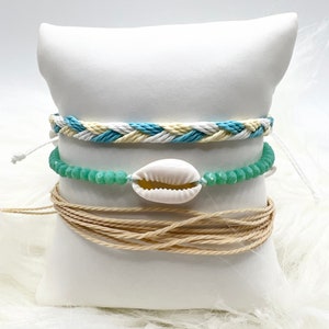 Shell Bracelet Beach Bracelet Summer Bracelet Pura Vida Style String Surfer Bracelet Tread Braided Woven Bracelet Waterproof Bracelet Set