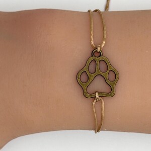 Dog Paw Charm Bracelet Adjustable String Cord Handmade Personalized Pet Lover Jewelry Custom Color Gift Animal Puppy Gift Build Your Own