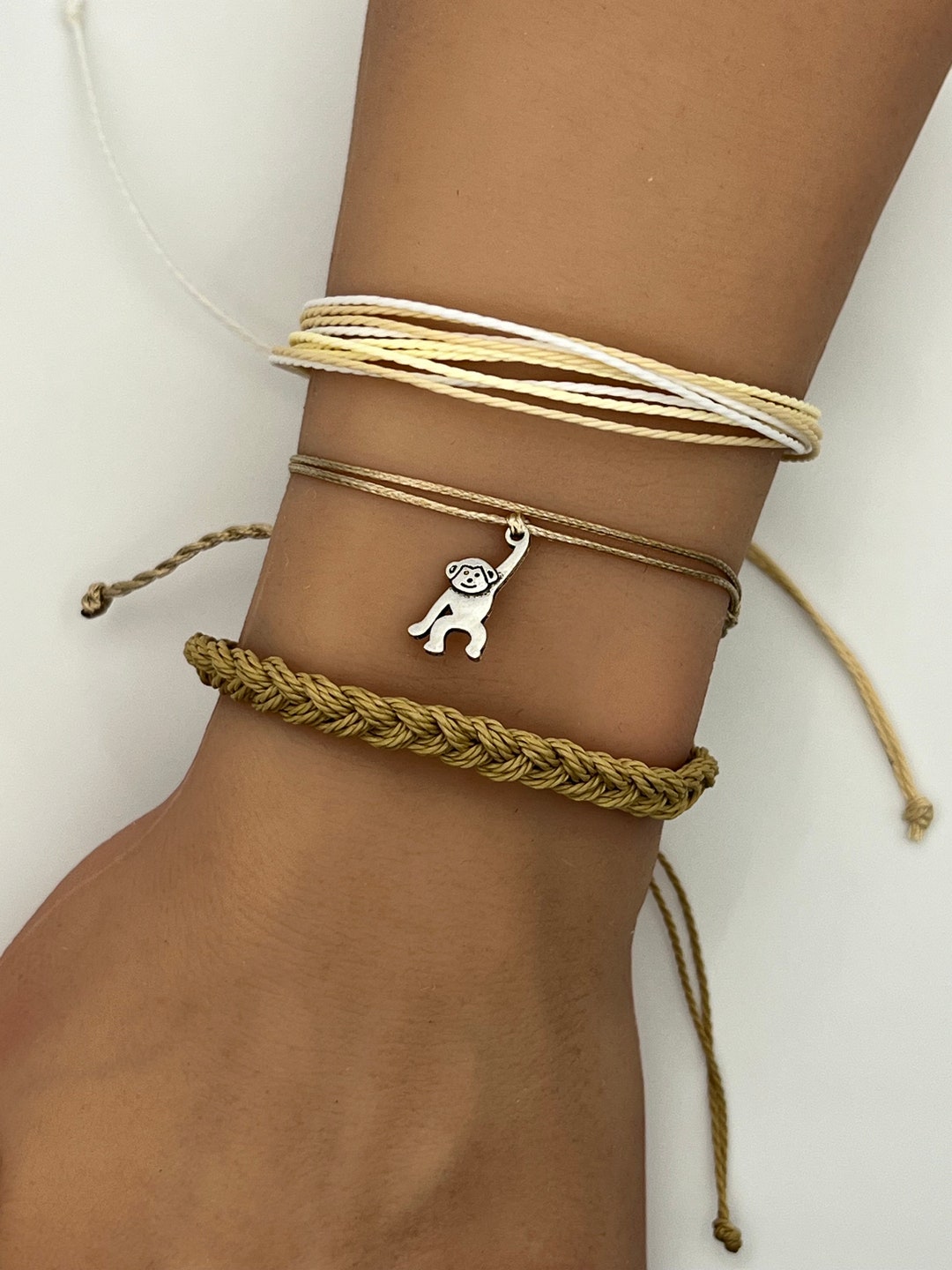 Monkey Bracelet Waxed String Cord Bracelet Adjustable Pura Vida Style