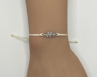 Feather Bracelet Adjustable String Cord Handmade Personalized Custom Color Boho Jewelry Charm Gift Unique Accessory Spiritual Freedom