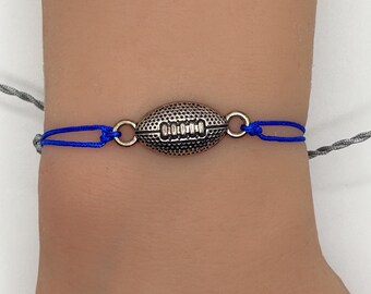 Handmade Football Charm Bracelet Adjustable String Cord Custom Color Personalized Player Team Spirit Jewelry Unique Gift for Sport Fan Game