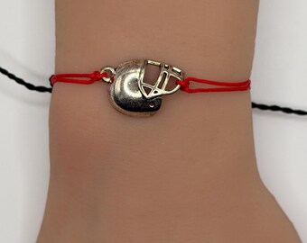 Adjustable Football Helmet Bracelet Handmade Custom String Cord Personalized Color Unique Sports Jewelry Gift Player Coach Fan Sport Lover