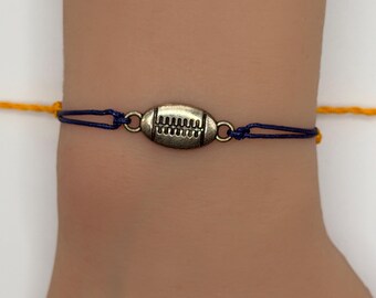 Handmade Adjustable Football Bracelet Custom String Cord Football Charm Pick Your Color Personalized Jewelry Gift Fan Team Spirit Game Day