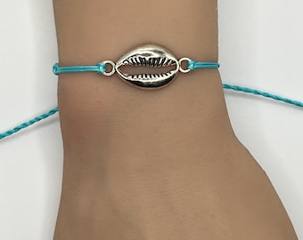 Shell Bracelet Jewelry Custom Personalized Build Your Own String Cord Charm Summer Adjustable Friendship Beach Seashell Ocean Surfer Gift