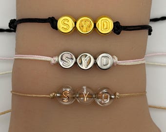 Custom Name Bracelet Personalized Bead Bracelet Adjustable String Cord Jewelry Custom Color Handmade Gift Friendship Love Build Your Own