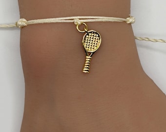 Handmade Tennis Bracelet Adjustable String Cord Custom Color Personalized Tennis Racket Charm Jewelry Gift Players Fans Lover Friendship