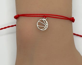 Handmade Basketball Bracelet Jewelry Adjustable Custom String Cord Personalized Team Color Charm Gift for Player Coach Fan Hoops Friendship