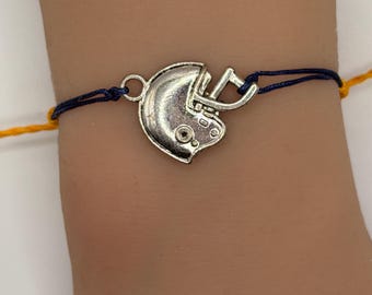 Handmade Football Bracelet Adjustable String Cord Customizable Color Helmet Charm Jewelry Gift for Players Sports Fans Friendship Accessory