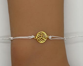 Handmade Volleyball Bracelet Adjustable Custom String Cord Personalized Team Color Charm Gift for Player Coach Fan Sand Volleyball Summer
