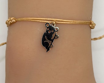 Handmade Koala Bracelet Adjustable Custom String Cord Personalized Color Charm Jewelry Animal Lover Gift Her Friendship Zoo Wildlife Boho