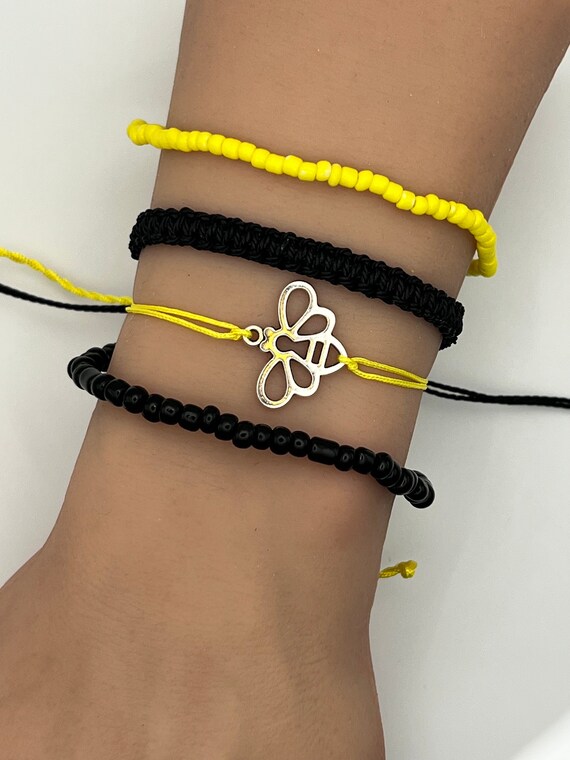 Bee Bracelet Pura Vida Style String Bracelet Set Adjustable Summer Bracelet  Beach Stackable Braided Waterproof Flower Jewelry Seed Bead