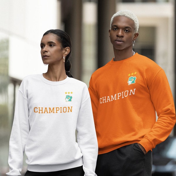 Cote d'Ivoire Champion sweatshirt, 2023- 2024 Africa Cup of Nations, African soccer shirt celebration, three stars champion of Africa