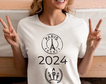 Chemise Jeux Olympiques de Paris 2024, Chemise Tour Eiffel, Voyage à Paris France, Jeux olympiques de Paris 2024, Cadeau pour ami fan de sport