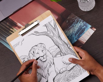 50 Amazing Wild Animals Coloring pages for Mental Health and Relaxation for kids, adults and seniors - Printable Coloring Book