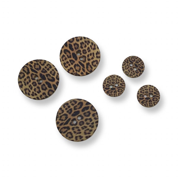 Polyesterknopf 2- Loch Animalprint Leopard