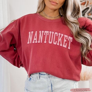 Comfort Colors Nantucket Sweatshirt, Trendy Varsity Crewneck, Oversized College Aesthetic, Massachusetts Shirt, Preppy Sweater, Bachelorette