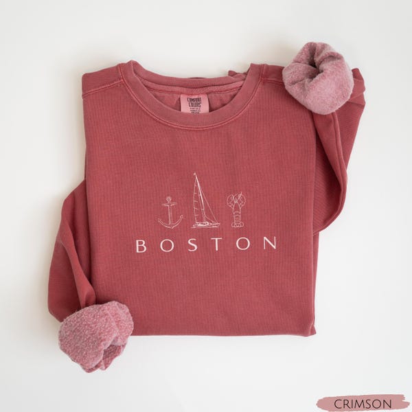 Boston Sweatshirt Boston Crewneck Boston Sweater Oversized Minimalist Boston Gifts Comfort Colors Christmas Gift Trendy Preppy Crewneck