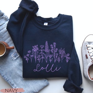 Wildflower Lolli Crewneck Sweatshirt, Lolli Sweater, Mother's Day Gift for Lolli, Birthday Gift for Lolli, New Lolli Shirt, Lolli Est Shirt