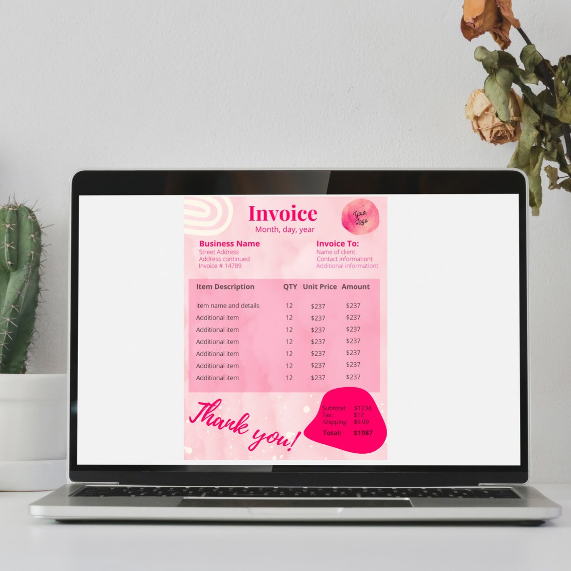 Invoice Template, Printable Invoice, Editable Invoice, Business Invoice ...
