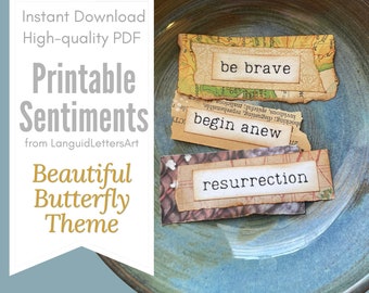 Schmetterling Zitate Printable: Art Journal Sentiment (Digitaler Download PDF)