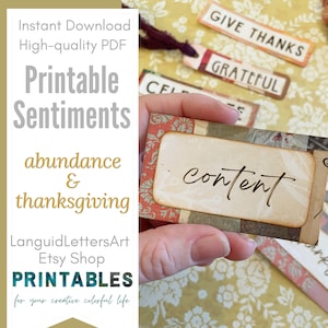 Dankbarkeit, Abundance, Blessings, Thanksgiving - Inspirierende Gefühle für Kunst Journals oder Karten - Digitaler Download druckbare PDF