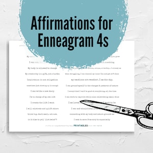 Affirmations for Enneagram 4 - Printable Sentiments for Art Journals & More - Digital Download for Enneagram Fours