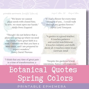 Citations botaniques pour journaux indésirables - couleurs printanières pastel douces - PDF imprimable en téléchargement numérique - artisans amoureux du jardin de la nature