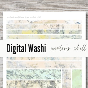 Washi Tape Strips - Winter&#39;s Chill - Printable Ephemera, Collage Fodder -  Digital Download for Junk Journal, Planner, Scrapbook borders