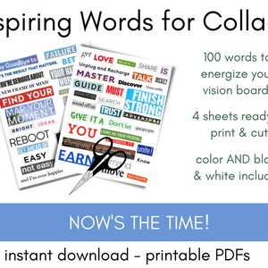 Magazine Cut Out Words for Collage, Junk Journaling, Vision Board, Scrapbooking, Mood Boards - Now’s the Time! - Printable Digital Download
