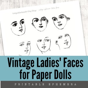 ヴィンテージ レディーズ フェイス - 1915 年の Elite Styles 女性ファッション マガジンのカット紙人形のエフェメラ - インスタント デジタル ダウンロード