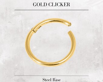 GOLD Clicker Hoop, 5,6,7,8,9,10mm *20g,18g,16g,14g *Gold, Rose Gold,Steel, Universal Clicker Earrings | Tragus,Nose,Cartilage,Septum