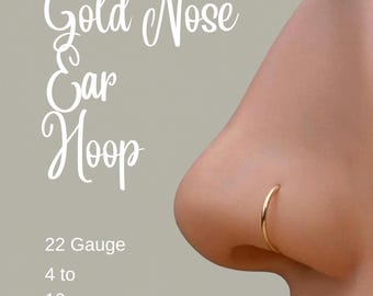 Orecchino per cartilagine / Anello per naso / Oro 22g, Cerchio per naso, Helix, Rook, Cerchio minimalista, Regalo per donna