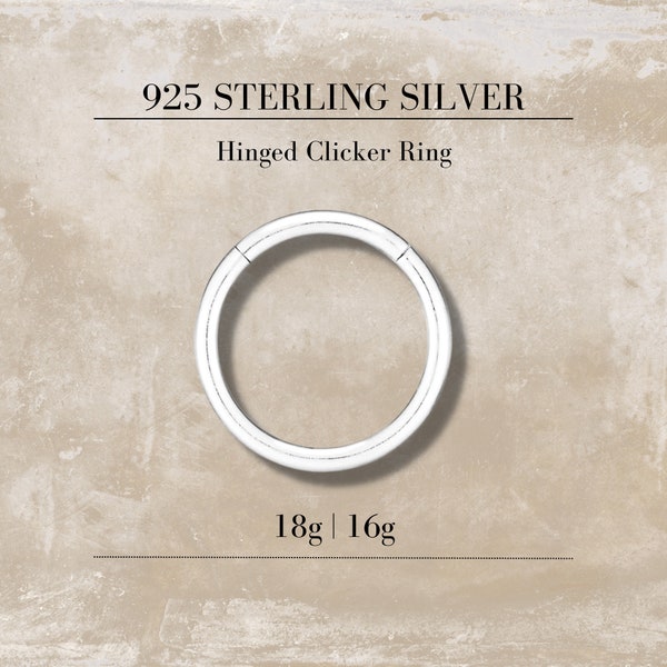 STERLING SILVER Hinged Segment  Ring 18g, 16g Septum Clicker, Ear Cartilage, Rook, Daith, Tragus, Nose