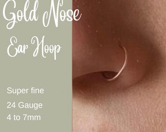 Cartilage Earring Cartilage Earring Small Hoop Earring, Piercing Ring, 24g Gold, Nose Hoop, Helix, Rook, Minimalist Earring | Gift
