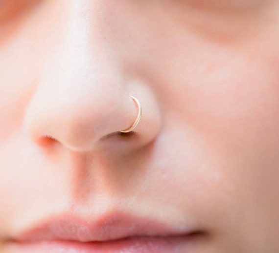 SOLID GOLD 9K Nose Ring 24 22 20g Septum Cartilage Hoop