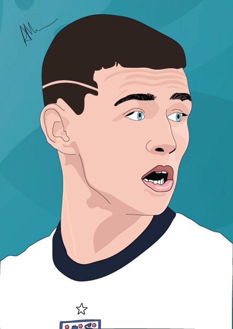 Phil Foden Vector Portrait X 2 Etsy