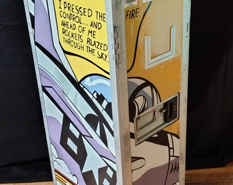 Walizka Whamm Pop-art w rozmiarze halfsize – przeprojektowana i oparta na byłym wózku linii lotniczych Lufthansa – Vintage